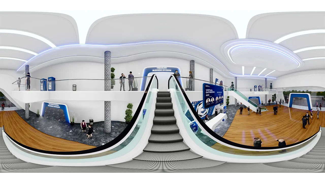 App BRI Virtual Gathering 2021: 3D Render 360° Escalator