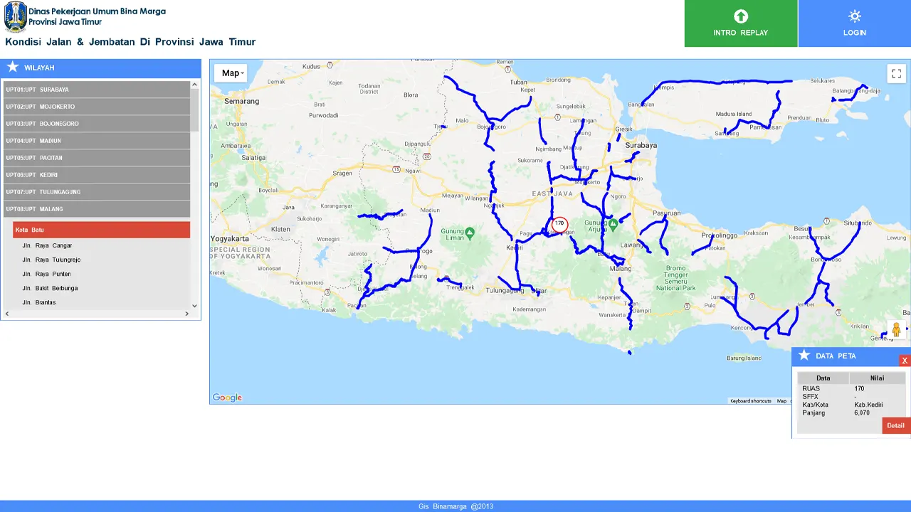 Public Works Department of Highways of East Java Province - GIS Binamarga: Batu city