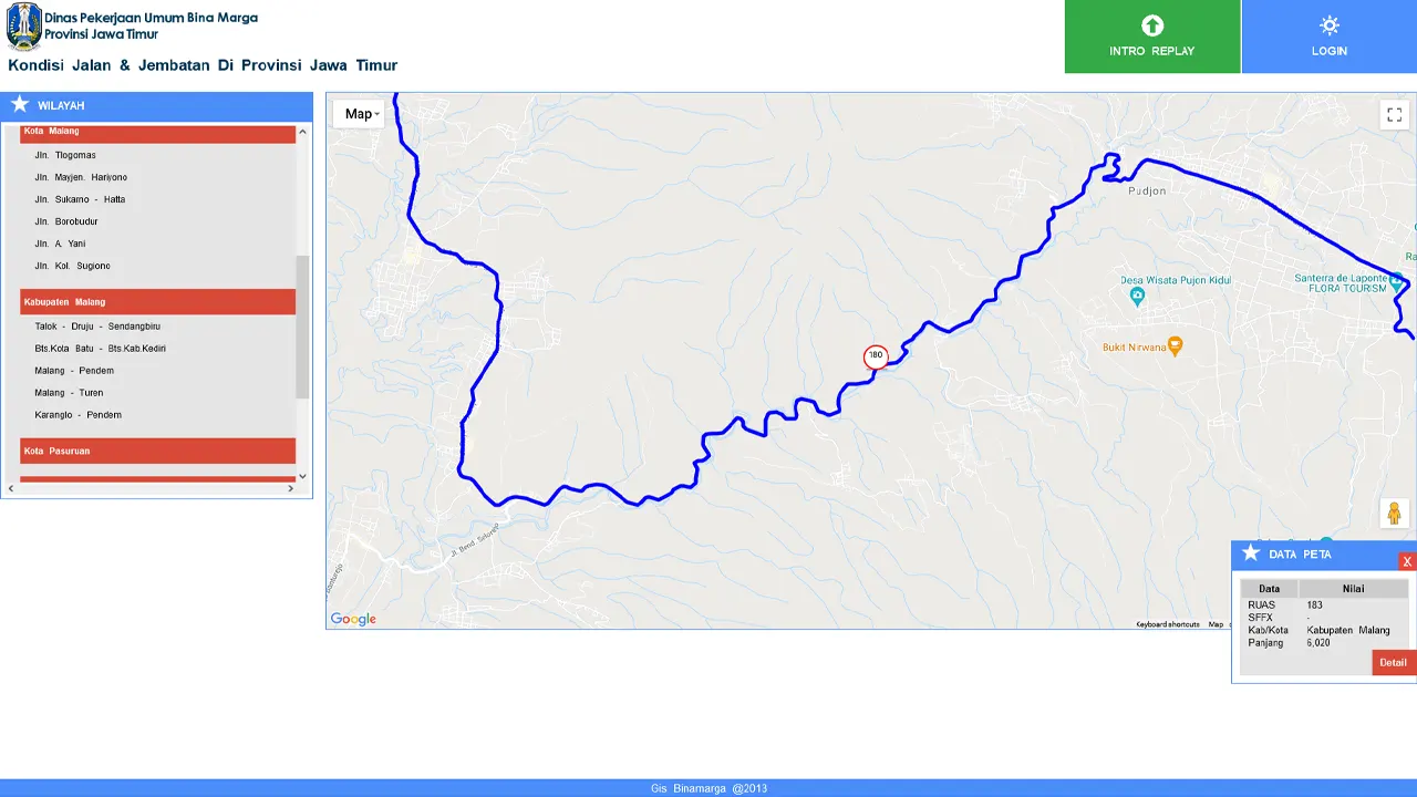 Dinas Pekerjaan Umum Bina Marga Provinsi Jawa Timur - GIS Binamarga: Peta Jalan #1