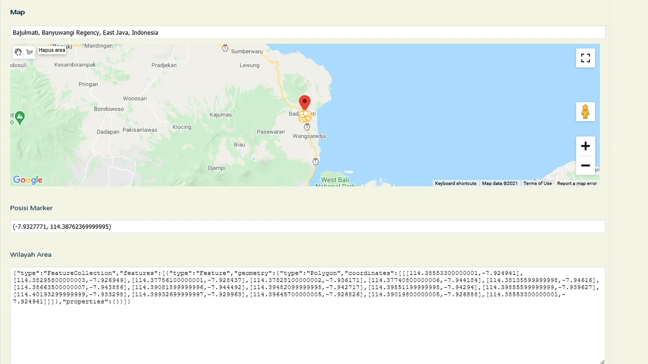 Tourist Village Kota Batu & Banyuwangi - Admin Page: Edit Map Points